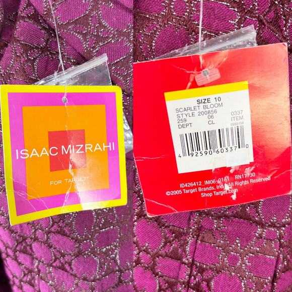Isaac Mizrahi Target Blazer 10 Scarlet Bloom Crop Pockets Textured New - Picture 7 of 12